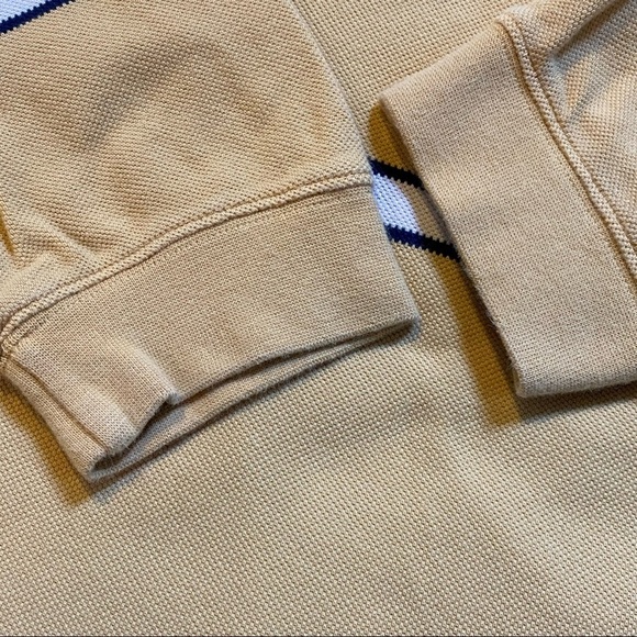 Vintage Retro IZOD Jeans Striped Cotton Rugby Shirt Yellow Gold Size Large - Picture 10 of 12